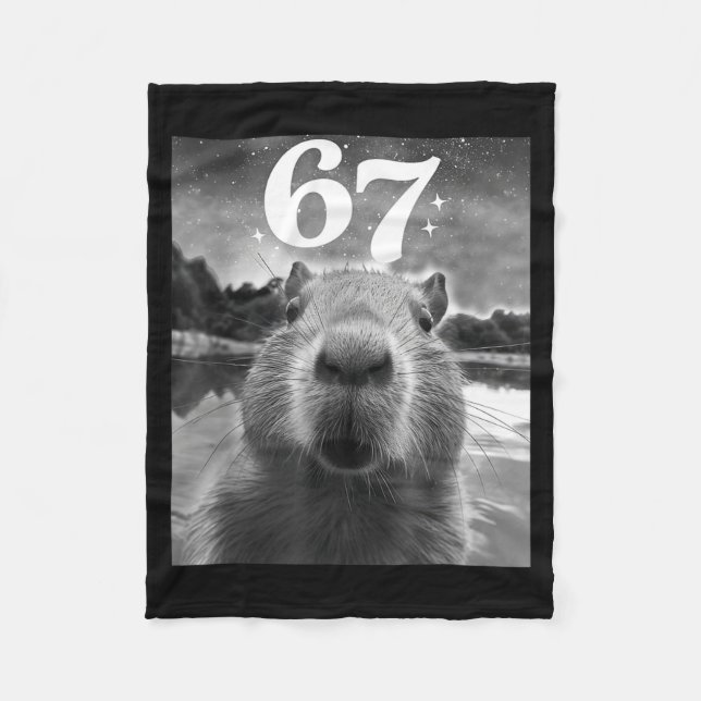 Cobertor De Velo Selfie de Capivara Com 67 Meme Capy Gráfico Para H (Frente)