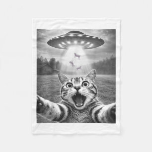 Cobertor De Velo Selfie de Gato com OVNI Alien Gato Engraçado para