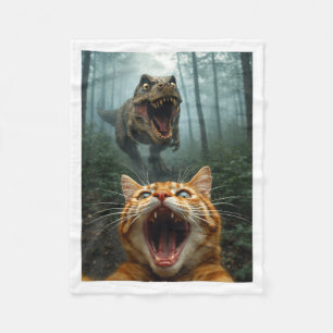 Cobertor De Velo Selfie de Gato Laranja com T-Rex Dinossauro Homens