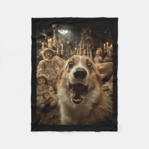 Cobertor De Velo Selfie Engraçado de Corgi com Bonecas Y no Hallowe