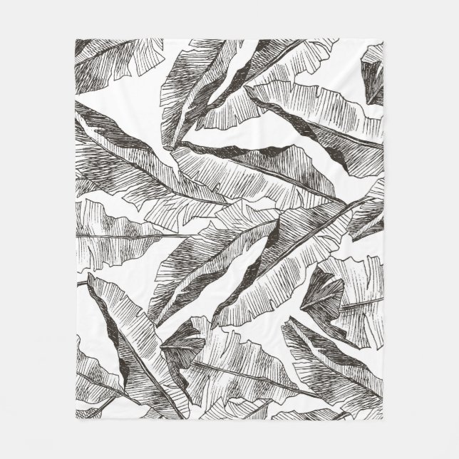 Cobertor De Velo Selva Branca Negra: Padrão Vegetal Tropical (Frente)