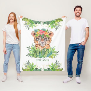 Cobertor De Velo Selva Tropical Russa Safari Cute Leopardo