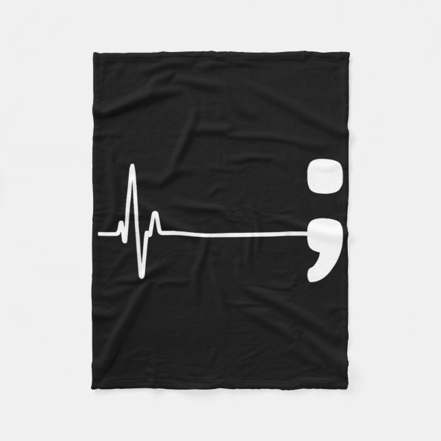 Cobertor De Velo Semicolon Heartbeat Flatline Suicídio Aw (Frente)