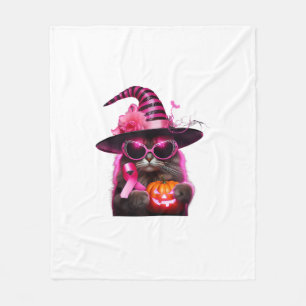 Cobertor De Velo Sensibilização do Cancer Gato Fita Rosa do Hallowe