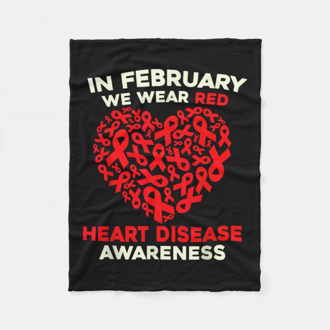 Cobertor De Velo Sensibilização Para A Doença Cardíaca Envermelhada (Frente)