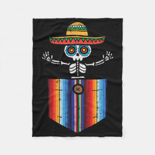 Cobertor De Velo Serape Skeleton Mariachi Pocket Cinco De Mayo Mexi