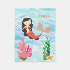 Cobertor De Velo Sereia Bonita Personalizada Fleece Baby Blanket