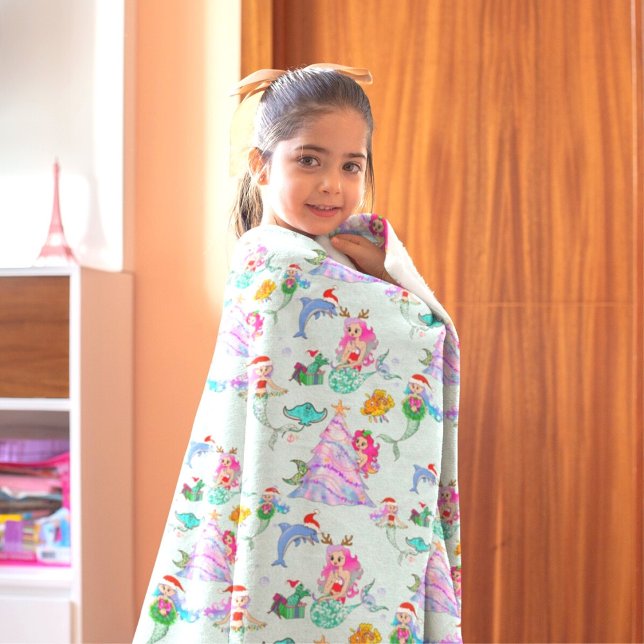 Cobertor De Velo Sereia Celebrando O Natal Com Amigos (Criador carregado)