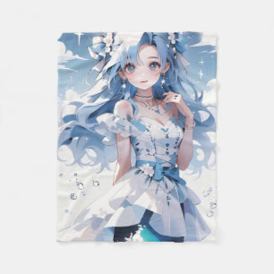 Cobertor De Velo Sereia com Cabelo Azul num Vestido Azul