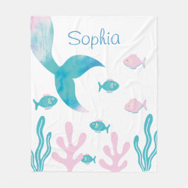 Cobertor De Velo Sereia Debaixo do Mar Rosa Azul Pastel Meninas