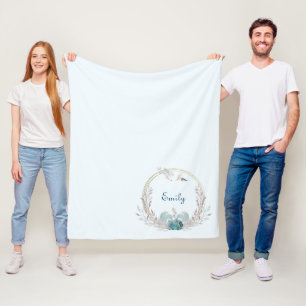 Cobertor De Velo Sereia em Aquarela & Coroa Personalizada 