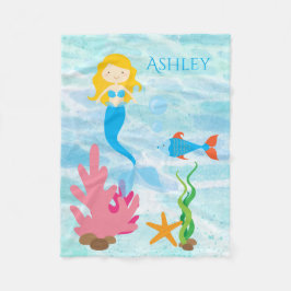 Cobertor De Velo Sereia Submarina Personalizada Fleece Baby Blanket