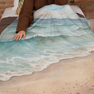 Cobertor De Velo Serene Watercolor Beach Waves - Ocean Vibes