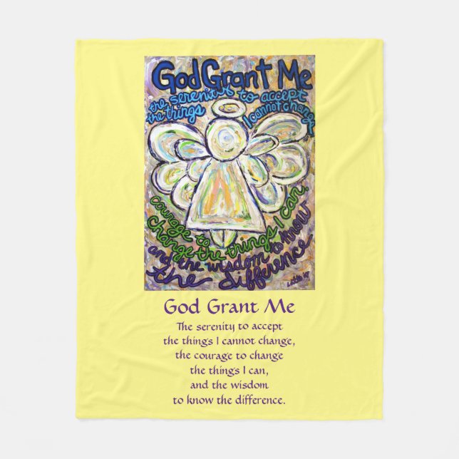 Cobertor De Velo Serenity Prayer Poem Angel Fleece Personalizado (Frente)
