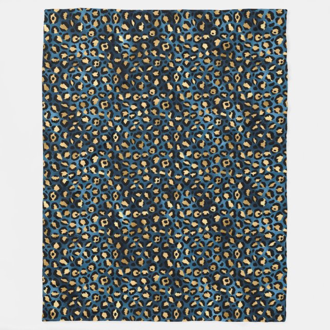 Cobertor De Velo Série Blue and Gold Leopard Design 1 (Frente)