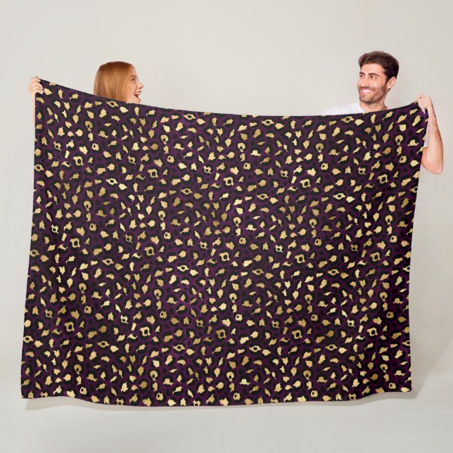 Cobertor De Velo Série Design Leopardo Roxo e Dourado 2 (In Situ)