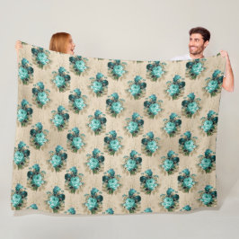 Cobertor De Velo Série Floral Shabby Aqua Desenho 3