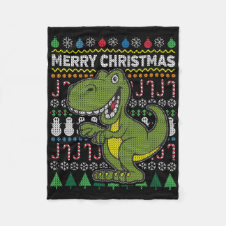 Cobertor De Velo Série Green Dino Ugly Christmas Sweater