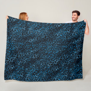 Cobertor De Velo Série Leopardo Azul e Dourada Design 3