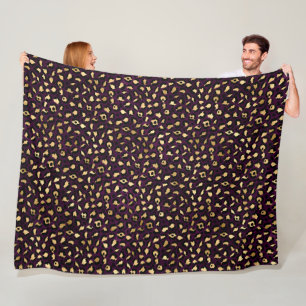 Cobertor De Velo Série Leopardo roxa e Dourada Design 2