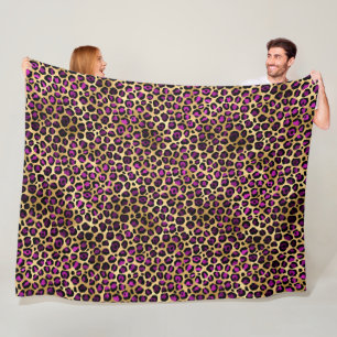 Cobertor De Velo Série Leopardo Roxo e Dourada Design 4