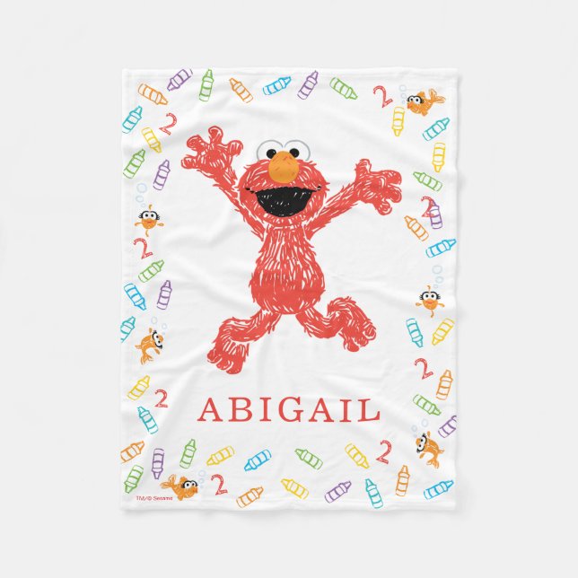 Cobertor De Velo Sesame Street Elmo | Crayon Birthday (Frente)