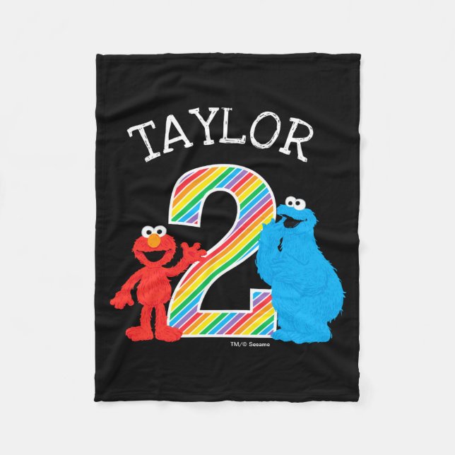 Cobertor De Velo Sesame Street Pals Chalkboard Rainbow 2nd Birthday (Frente)