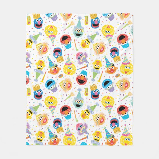 Cobertor De Velo Sesame Street Pals Confetti Birthday (Frente)