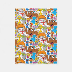 Cobertor De Velo Sesame Street Pals Doodley Patterno