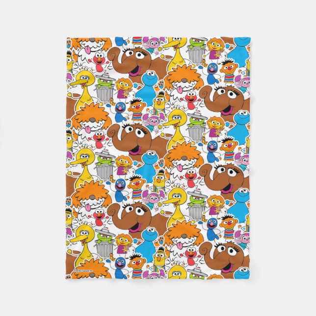 Cobertor De Velo Sesame Street Pals Doodley Patterno (Frente)