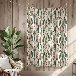 Cobertor De Velo Seta de penas étnicas nativas tribais boho autênti