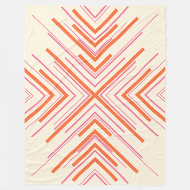 Cobertor De Velo Setas a rosa, laranja e creme (Frente)