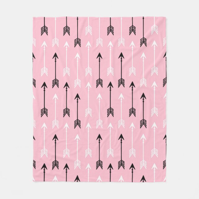 Cobertor De Velo Setas Pretas Rosa brancas (Frente)