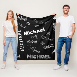 Cobertor De Velo Seu nome e monograma padrão personalizado preto