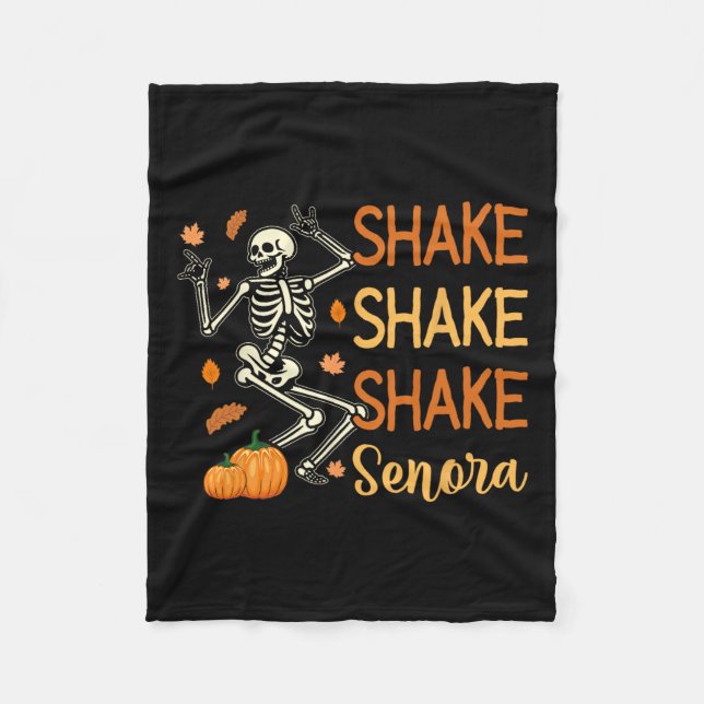 Cobertor De Velo Shake Shake Senora Funny Skeleton Pumpkin Ha (Frente)