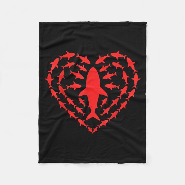 Cobertor De Velo Shark Heart Ocean Funny Valentines Day Men Women K (Frente)