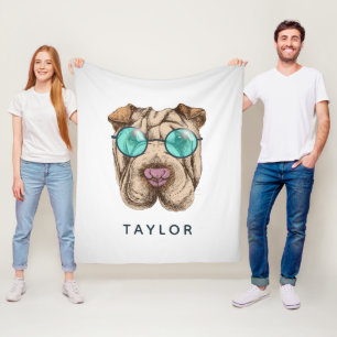 Cobertor De Velo Sharpei nos óculos de sol   adiciona seu nome