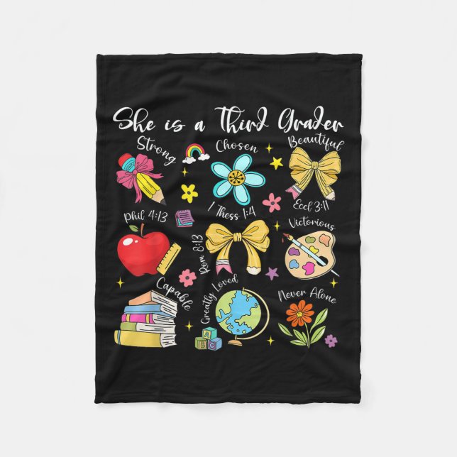 Cobertor De Velo She Is A Third Grader Bible Verses Back To School  (Frente)