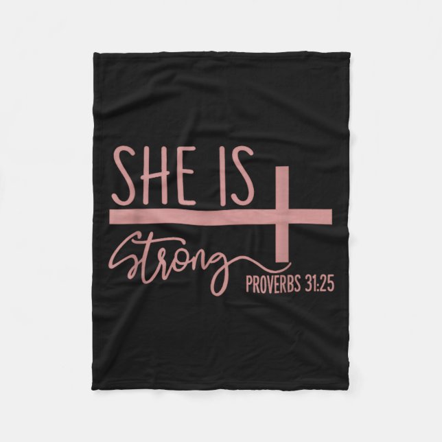 Cobertor De Velo She Is Strong Proverbs 31_25 Shirt  (Frente)