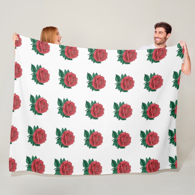 Cobertor De Velo Sherpa Blankets flores vermelhas (In Situ)