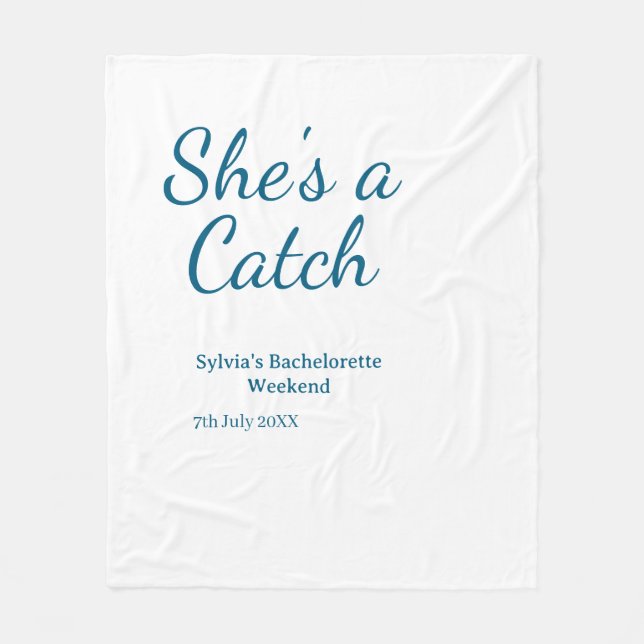 Cobertor De Velo She's a catch bachelorette weekend name blue date  (Frente)