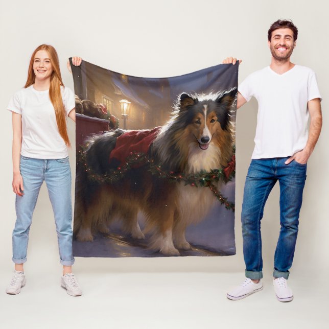 Cobertor De Velo Shetland Sheepdog Christmas Fesason Season (In Situ)