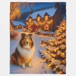 Cobertor De Velo Shetland Sheepdog Holiday 