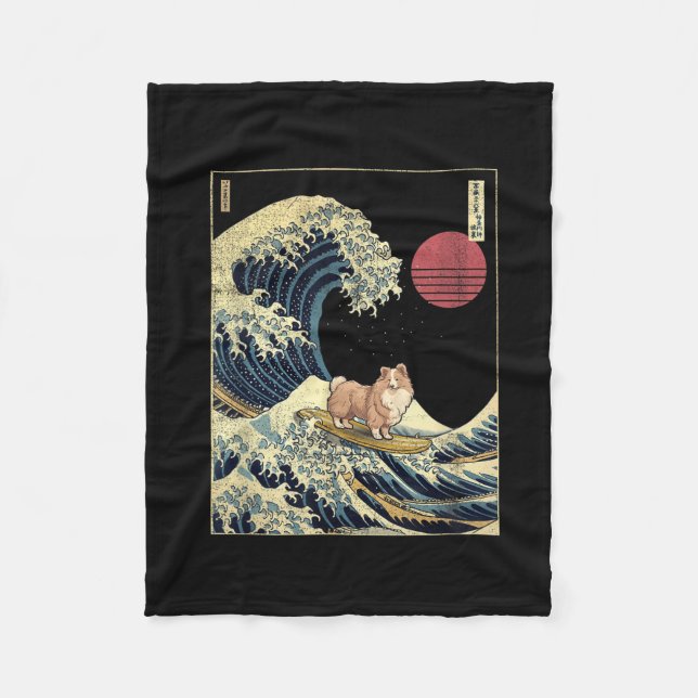 Cobertor De Velo Shetland Sheepdog Sheltie Japanese Kanagawa Wave F (Frente)