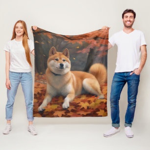 Cobertor De Velo Shib Inu no outono deixa cair inspiração