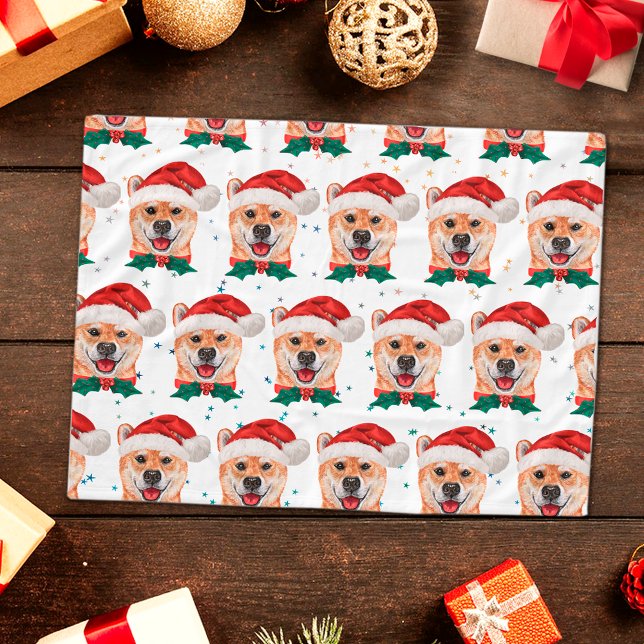Cobertor De Velo Shiba Inu Cachorros Criam Estrelas de Natal (Criador carregado)