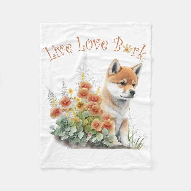 Cobertor De Velo Shiba Inu Cão Mãe Floral (Frente)