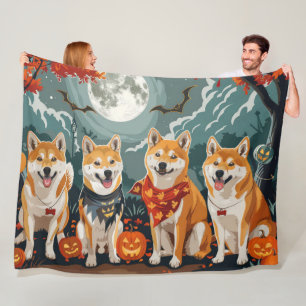 Cobertor De Velo Shiba Inu Halloween Assustador