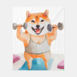 Cobertor De Velo Shiba Inu Praticando Praça Yoga