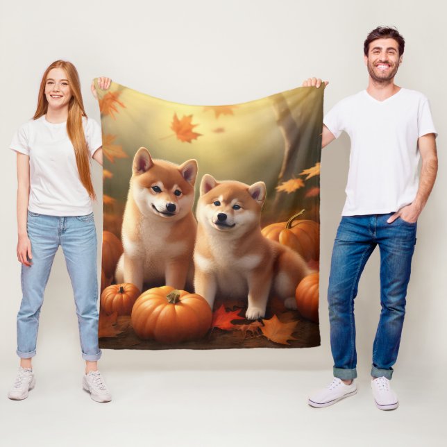 Cobertor De Velo Shiba Inu Puppy Autumn Delight Pumpkin (In Situ)